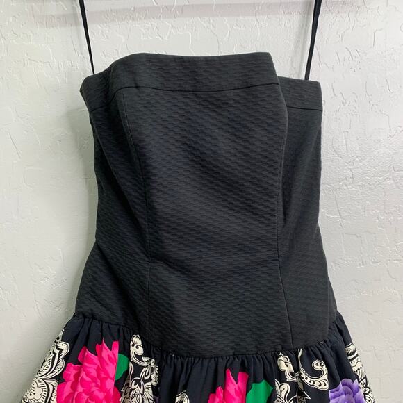 VTG Lillie Rubin Womens 4 Silk Floral Ruffle Bottom Poofy Dress Strapless 80s - Picture 9 of 11